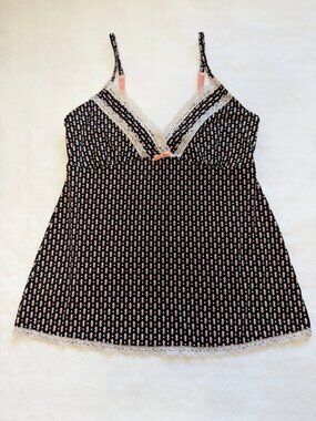 Marilyn Monroe Intimates Lace Trim Camisole Tank Top Geometric Pattern Sz. M